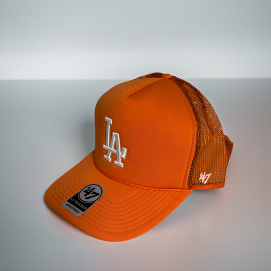 Orange LA Dodgers '47 Brand Trucker Hat