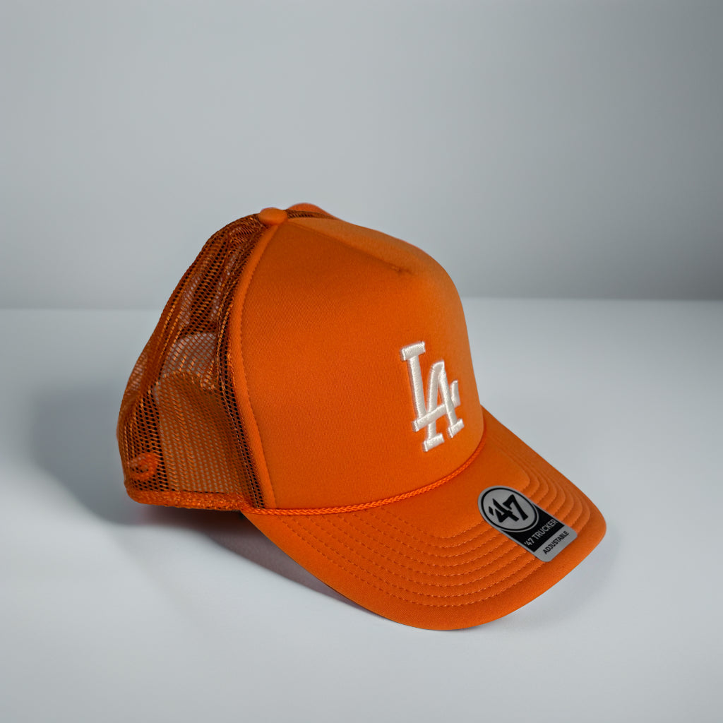 Orange LA Dodgers '47 Brand Trucker Hat